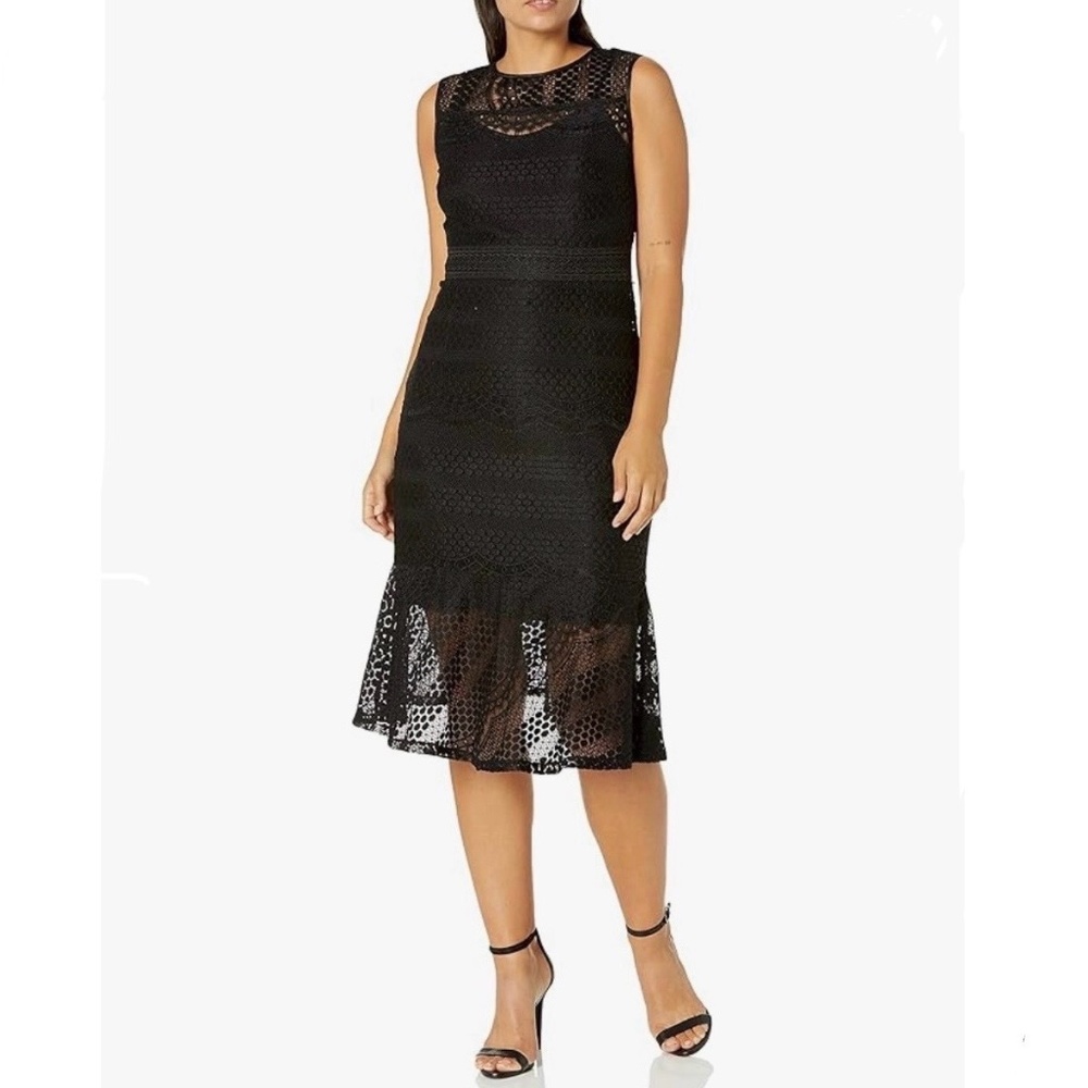 *NWOT* Nanette Lepore Sleeveless Stretch Lace Midi Dress W/Flounce Hem -…